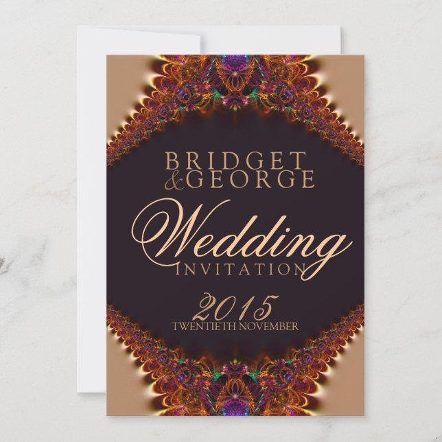 Invitation Mariage Satin Doré + Dentelle Vintage (Devant)