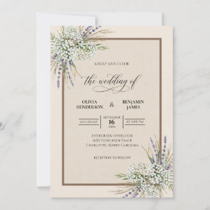 Invitation Mariage Sauge Brin de Lavande Champagne