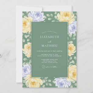 Invitation Mariage Sauge Papillon Fleur de Lilas