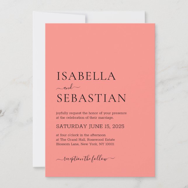 Invitation Mariage Saumon Simple (Devant)