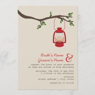 Invitation Mariage sauvage de la lanterne à huile rouge / cam