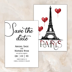 Invitation Mariage Sauvez la date Paris Tour Eiffel, Ballons