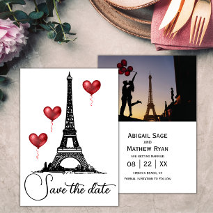 Invitation Mariage Sauvez la date Paris Tour Eiffel, Ballons