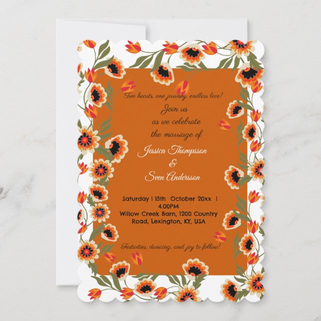 Invitation Mariage scandinave de Bohème rustique inspiré par  (Devant)