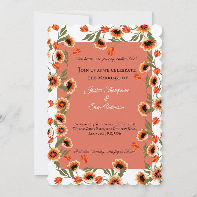 Invitation Mariage scandinave de Bohème rustique inspiré par  (Devant)