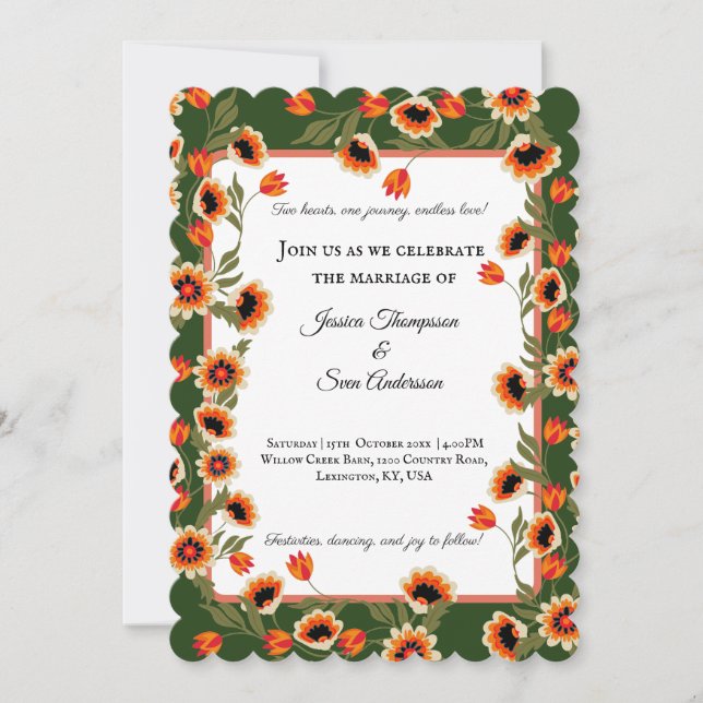 Invitation Mariage scandinave de Bohème rustique inspiré par  (Devant)