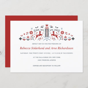 Invitation Mariage scandinave de rennes d'art populaire et de