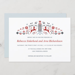 Invitation Mariage scandinave de rennes d'art populaire et de