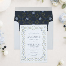 Mariage Scandinave Folk Bleu Poussiéreux