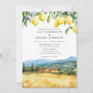 Invitation Mariage Scène toscane italienne Code QR Citrons