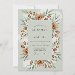Invitation Mariage Scénique Automnal Vert Sauge