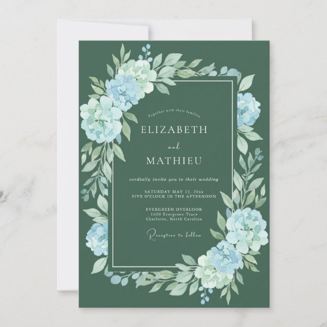 Invitation Mariage Seafoam Hunter Bloom (Devant)
