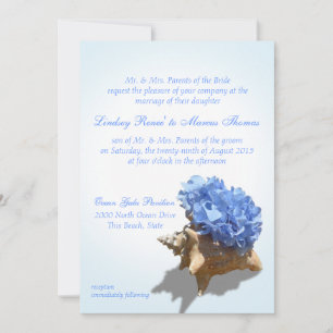 Invitation Mariage Seashore Hydrangea et Shell