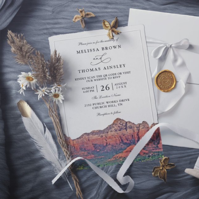 Invitation Mariage SEDONA Destination Skyline Boho Code QR (Créateur téléchargé)