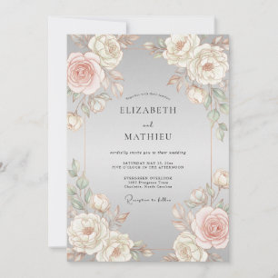 Invitation Mariage Serein au Teint Gris Blush