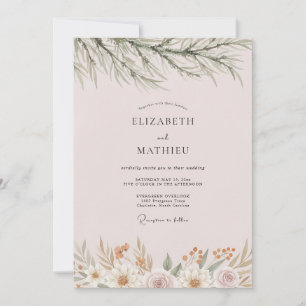 Invitation Mariage serein dans les bois rose poudré
