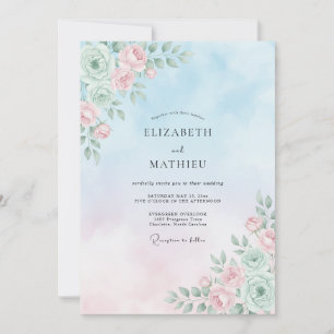 Invitation Mariage Sérénade Bleu Bébé de Printemps