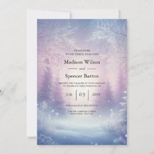 Invitation Mariage Sérénade de la Neige d'Hiver à la Lavande