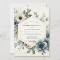 Mariage Sérénité Bleu Poussiéreux en Fleurs