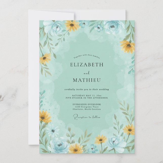 Invitation Mariage Sérénité de Prairie Vert Menthe (Devant)