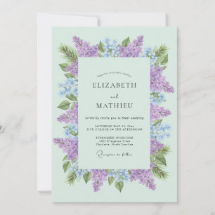 Invitation Mariage Sérénité Vert Menthe Lilas