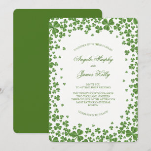 Invitation Mariage Shamrock irlandais vert