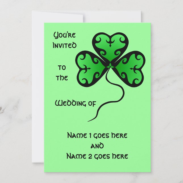 Invitation Mariage shamrock victorien (Devant)