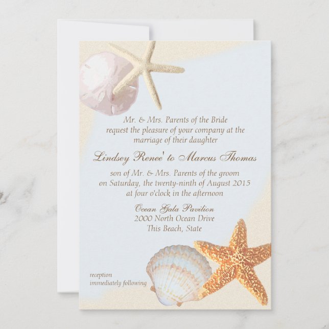 Invitation Mariage Shell Beach Starfish (Devant)