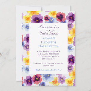 Invitation Mariage Shower Fleuriste Illustré à la Main Pansy