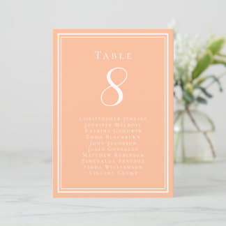 Invitation Mariage Sièges Liste d'invités Peach Numéro de tab