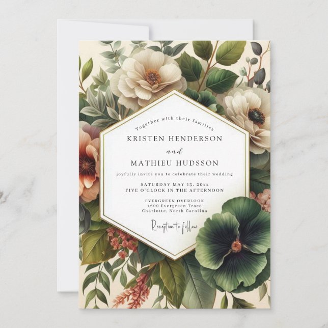 Invitation Mariage Sienne Classiciste Bloom (Devant)