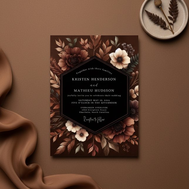 Invitation Mariage Sienne Humeur Fleurie (Créateur téléchargé)