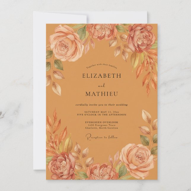 Invitation Mariage Sienne Ranunculus Eucalyptus (Devant)