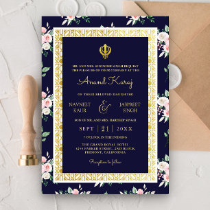 Invitation Mariage Sikh de Midnight Blue Anand Karaj Punjabi