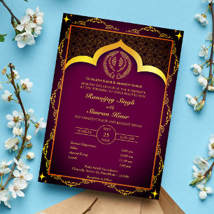 Invitation Mariage sikh du Punjabi Anand Karaj Floral