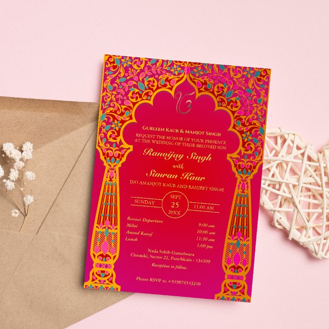 Invitation Mariage sikh du Punjabi Anand Karaj Golden (Créateur téléchargé)