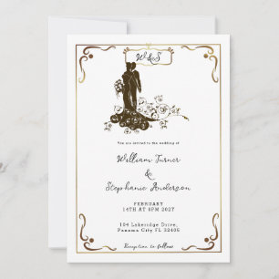 Invitation Mariage Silhouette  de la chambre d'or