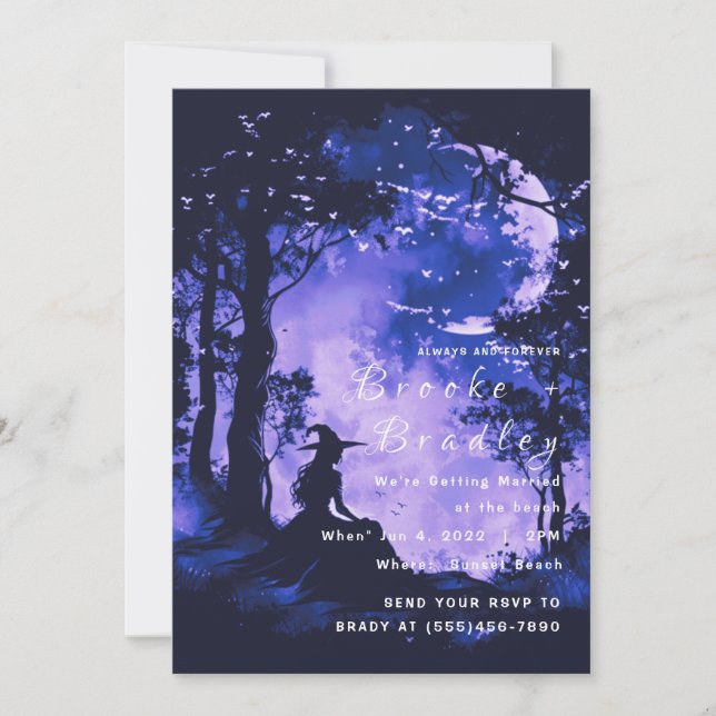 Invitation Mariage Silhouette de la Forêt Noire et Violette (Devant)
