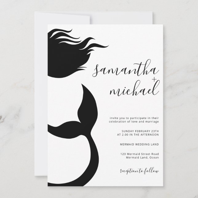 Invitation Mariage Silhouette de Sirène Élégant (Devant)