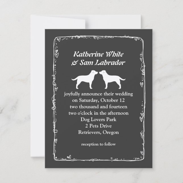 Invitation Mariage silhouettes de chien Labrador Retriever bl (Devant)