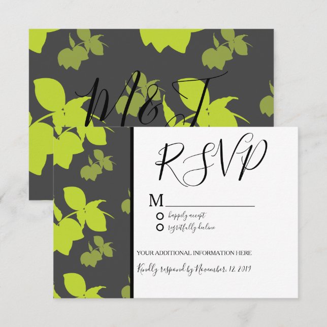 Invitation Mariage Silo Citron Citron Vert Motif Gris (Devant / Derrière)