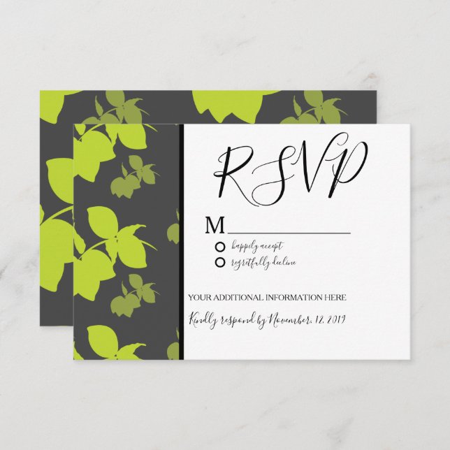 Invitation Mariage Silo Citron Citron Vert Motif Gris Sans Co (Devant / Derrière)