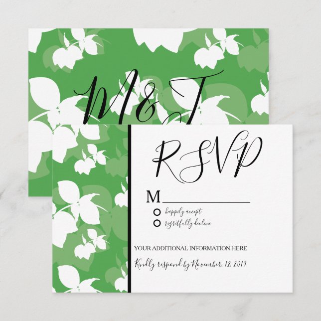 Invitation Mariage Silo Citron Lime Motif Vert Sans Couture (Devant / Derrière)