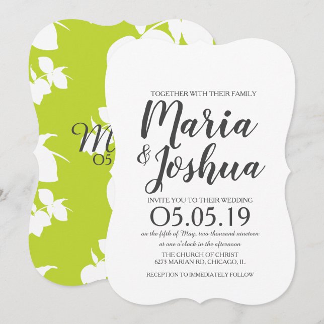 Invitation Mariage Silo Motif Citron Vert Clair Frais (Devant / Derrière)