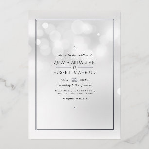 Invitation Mariage Silver Bokeh Foil