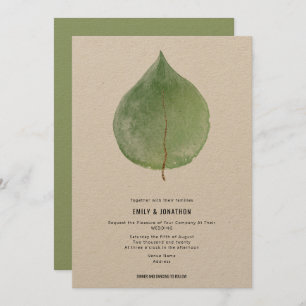 Invitation Mariage Simplante Vert Eucalyptus Feuille