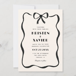 Invitation Mariage simple à bordure noire