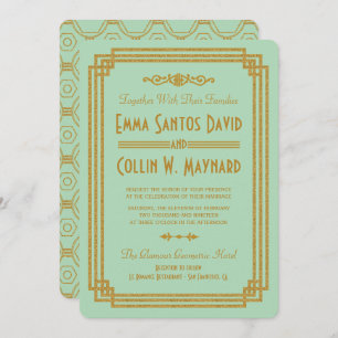 Invitation Mariage simple Art Déco Mint Invite