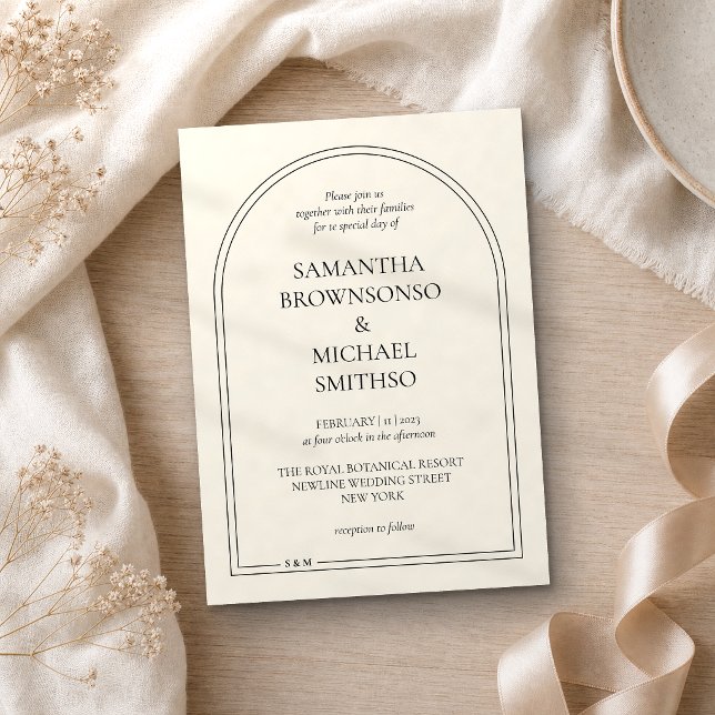 Invitation Mariage Simple Beige Minimaliste (Créateur téléchargé)