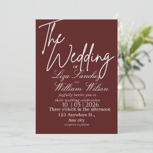 Invitation Mariage simple blanc et rouge moderne